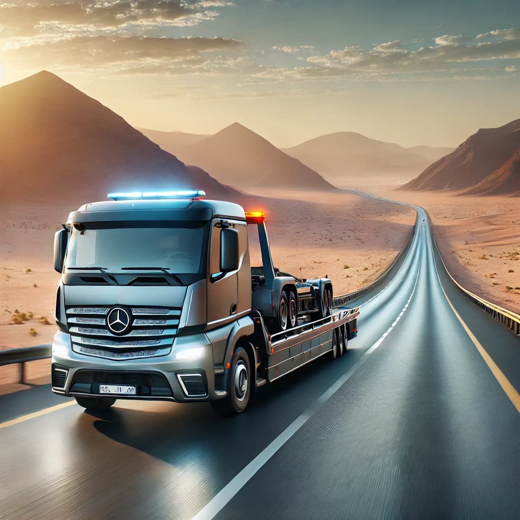 سطحة نقل سيارات في الصحراء السعودية